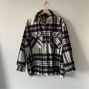 Zara Wool Blend Plaid Shirt Jacket